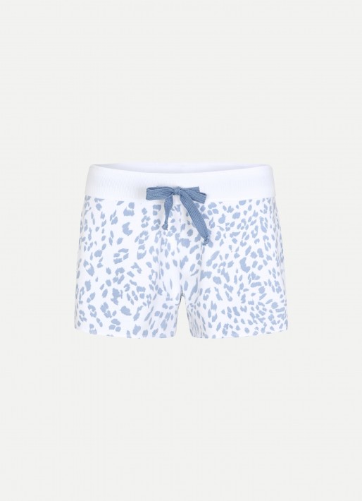 Juvia Fleece Shorts Leopard - white/lightblue