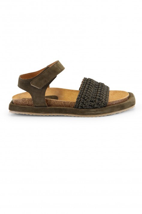 EHM Sandale ZOE - crochet velour militare