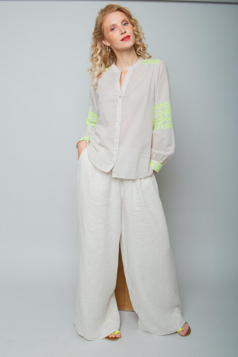 Emily van den Bergh Bluse - light taupe/neon gelb