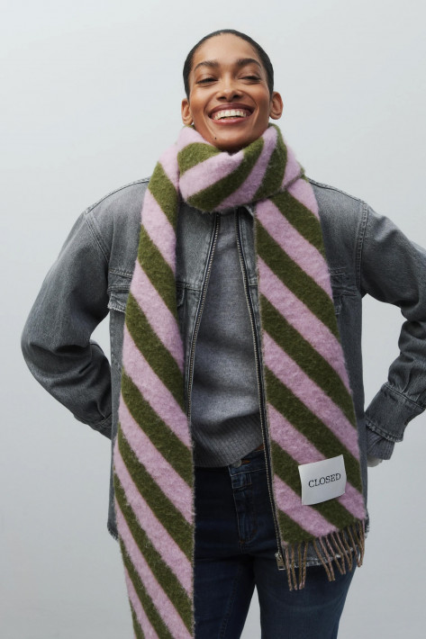 Closed Schal - flamingo pink/green