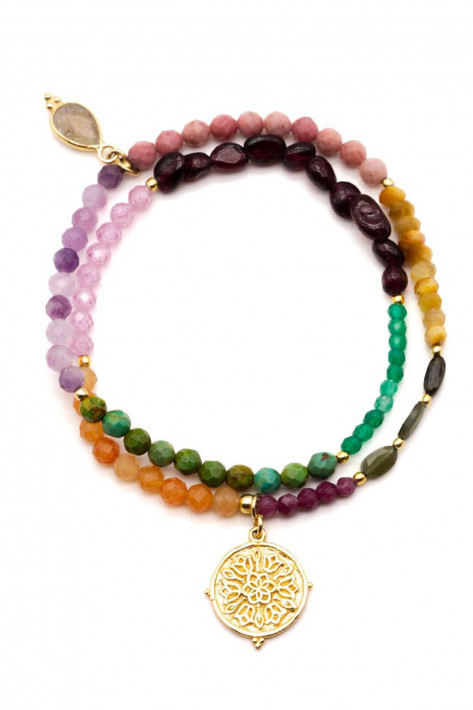 Schmückstück Armband Mala Twin Purple Pash