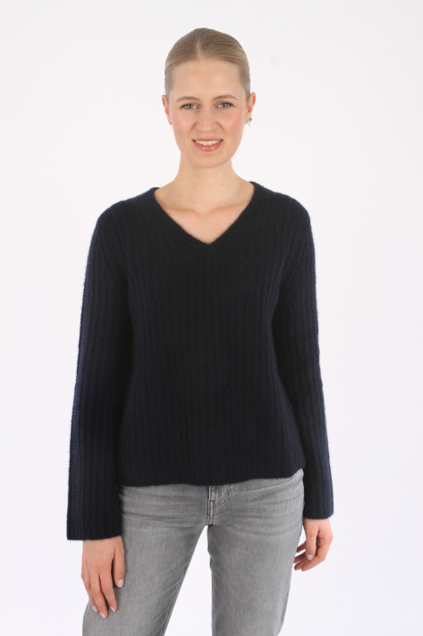 Hemisphere Cashmere V-Neck Pullover - night sky