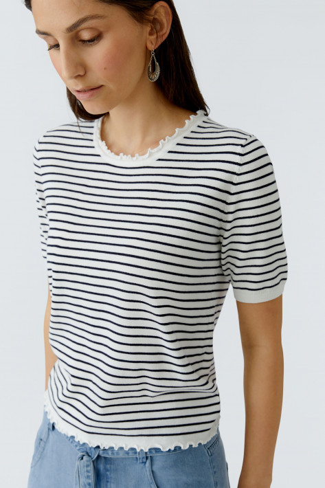 Oui Strickshirt - navy / white - striped