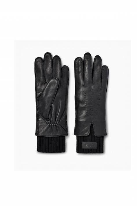 UGG Australia Leather Knit Cuff Glove - black