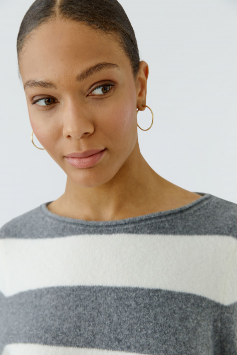 Oui Pullover - grey white