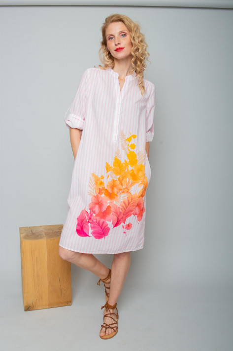 Emily van den Bergh Kleid stripe Flowerprint - rose stripe