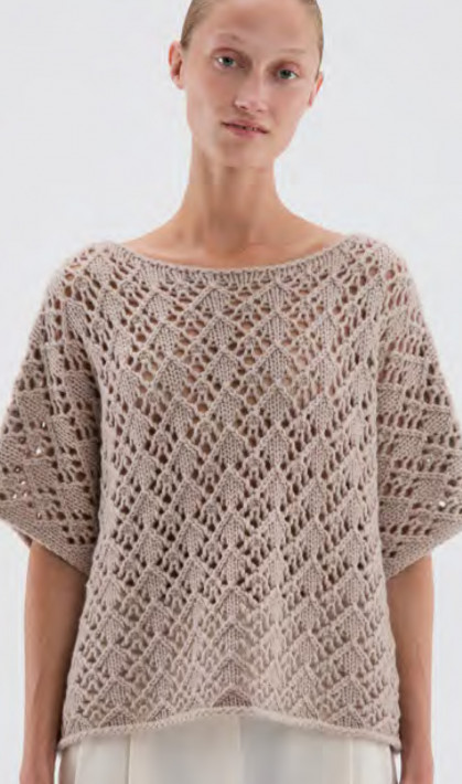 FFC Fashion Kurzarm-Pullover Ajour - taupe