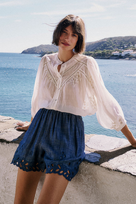 0039 Italy Bluse Faviola Fancy - offwhite