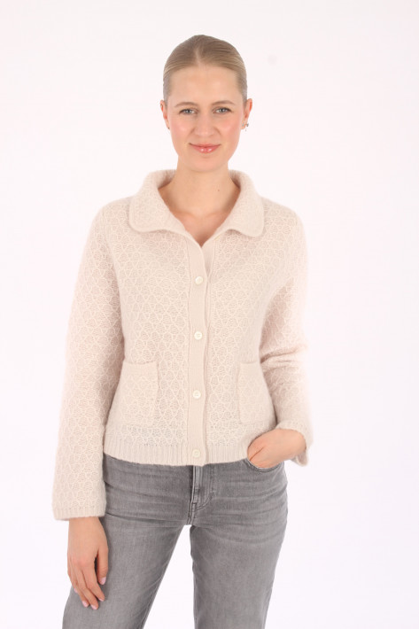 Hemisphere Cardigan Polo Collor - white sky