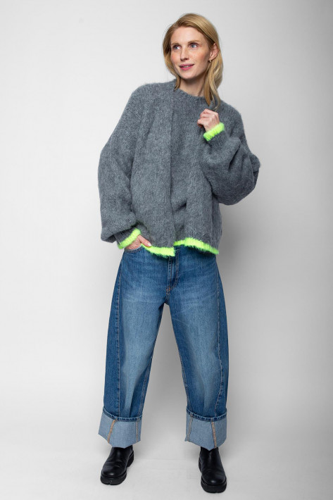 Emily van den Bergh Cardigan - grey/neon yellow