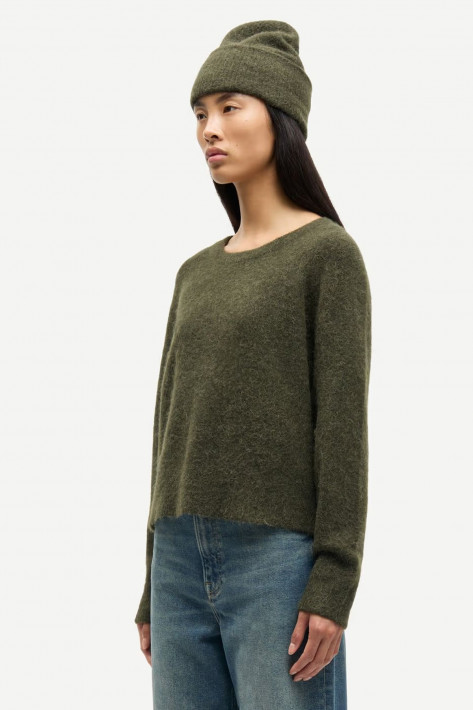 Samsoe & Samsoe Pulli Nor O-N short - deep foresst/khaki