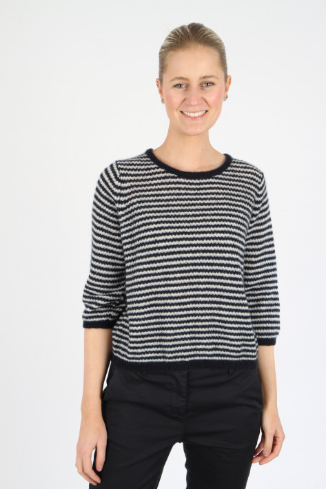 Hemisphere Ringel-Pulli - navy/offwhite