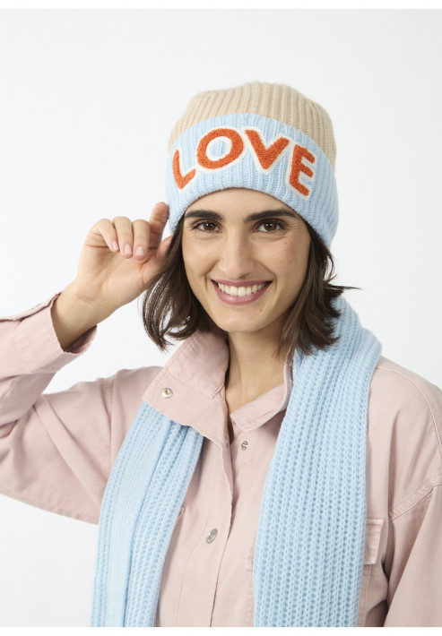 Codello Strickmütze Love - beige/lightblue/orange