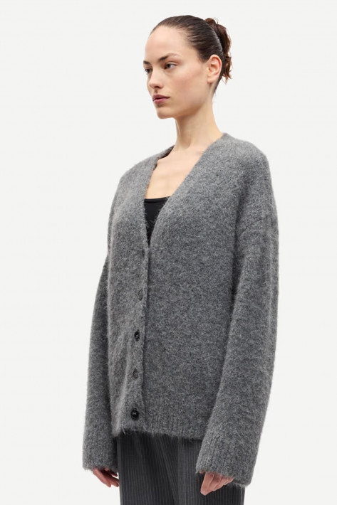 Samsoe & Samsoe Cardigan Sajeanne long - iron gate/dark grey