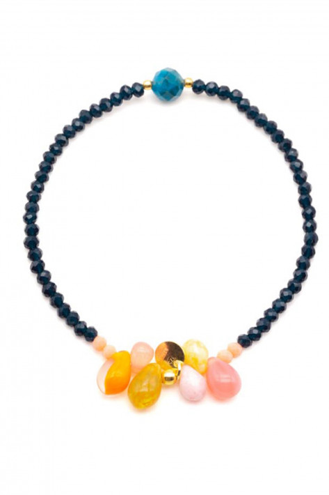 Schmückstück Armband Mala Single 6Drops Dark Blue