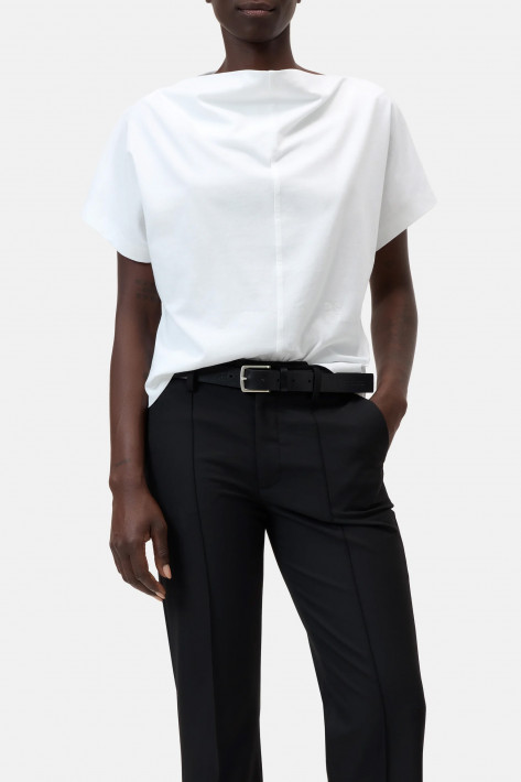 Closed draped neck T-Shirt - white