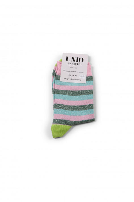 Unio Hamburg Socks Summer Glam Stripe - apple/rose/multi