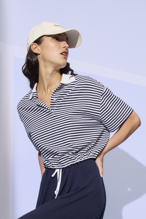 Oui Poloshirt Ringel - marine/white