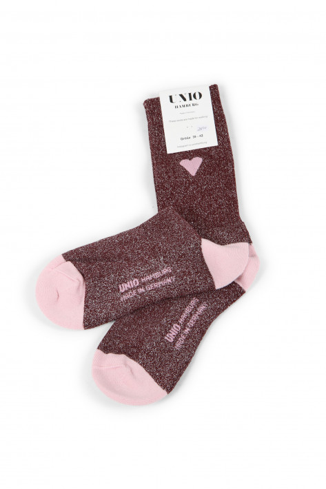 Unio Socken Love - bordeaux/rose
