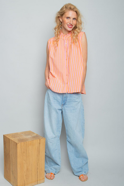 Emily van den Bergh Blusentop Stripe - orange/pink stripe
