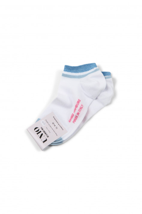 Uno Hamburg Socks Shorty Glitzi - white/blue glitzi