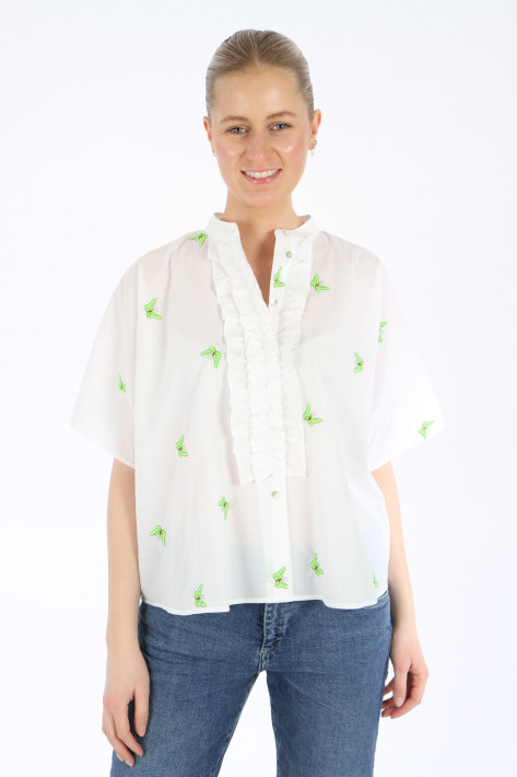 0039 Italy Bluse Daisy 'Butterfly' - white/neon green