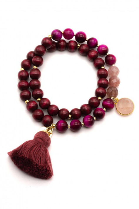 Schmückstück Armband Mala Twin Burgundy