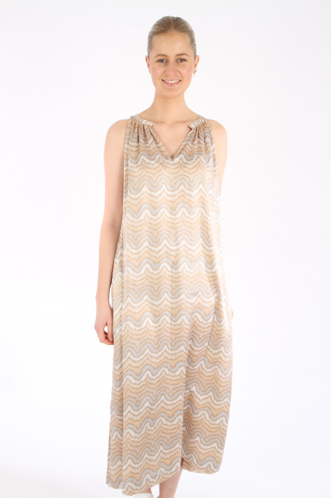 Hemisphere Seidenkleid Weave FASSI- beige/lightblue/white