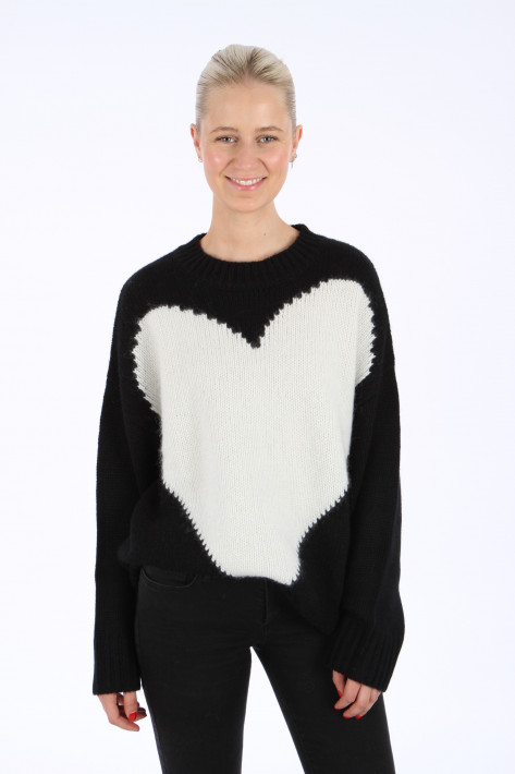 Bloom Pulli Heart - black/offwhite