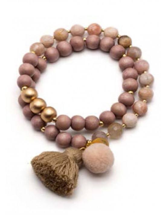 Schmückstück Armband Mala Twin - Sand/rose
