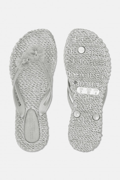 Ilse Jacobsen Flip Flop Cheerful 2 Flowers - silver