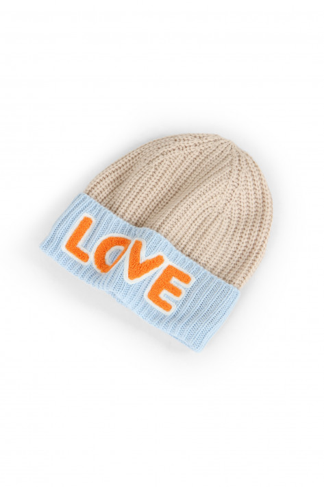 Codello Strickmütze Love - beige/lightblue/orange