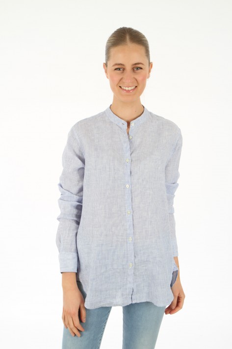 Fil Noir Leinenbluse ADINA stripe - blue/white