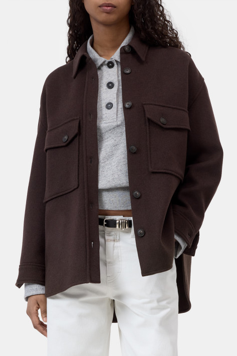 Closed Oversize Shacket - mahagony brown