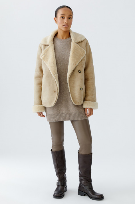 Oui Outdoorjacke Lederoptik - stone