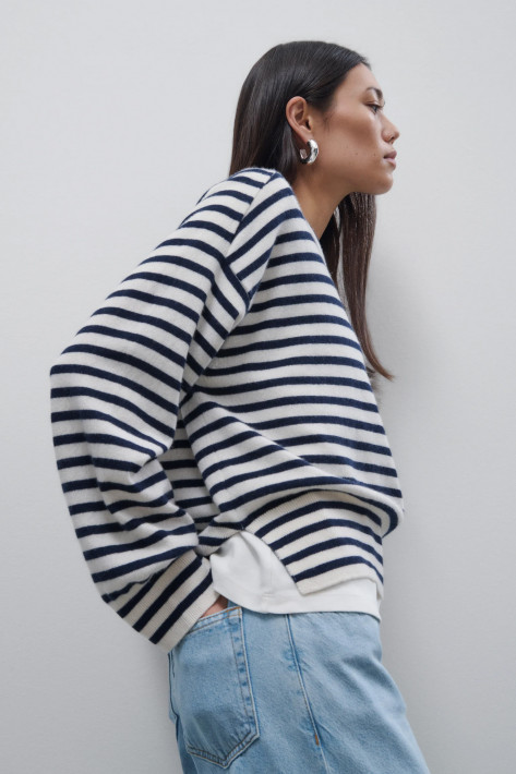 Closed Cashmere Striped Pullover - ivory/dark blue