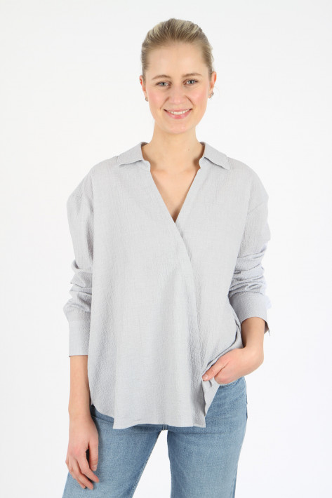 Closed Asymmetric Bluse - light grey mel.