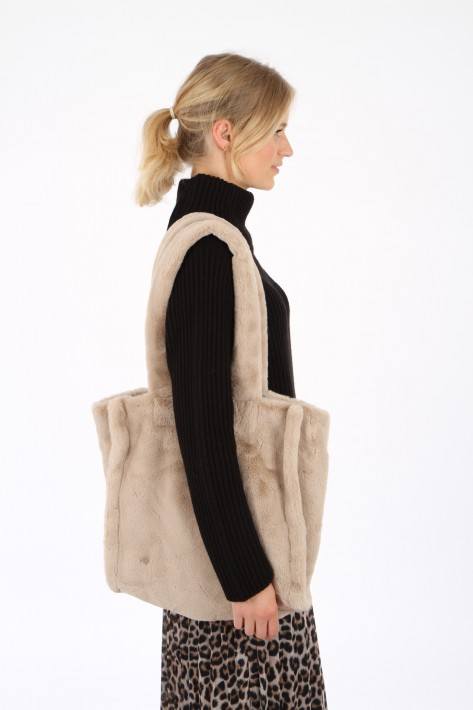 Oui Fake Fur-Tasche - taupe