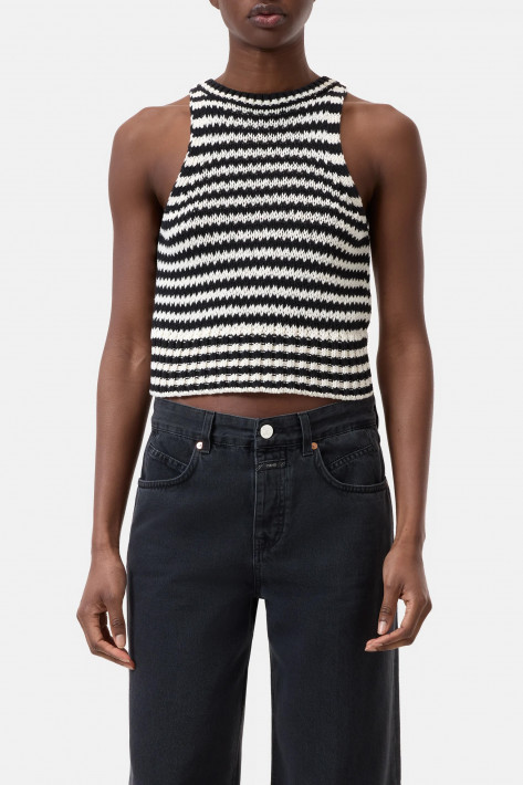 Closed Ringel-Stricktop - ivory/black