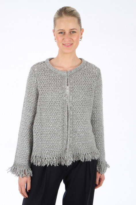 Hemisphere Cashmere-Cardigan Lurex - Fringes - grey MC1