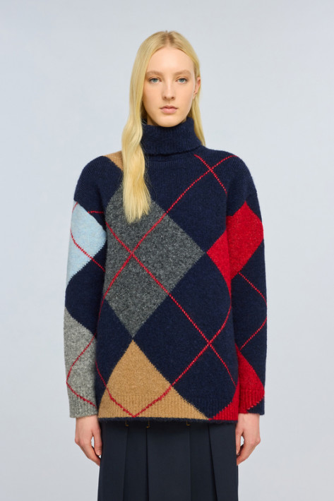 Semicouture Rolli Raute - blue/red/grey/camel