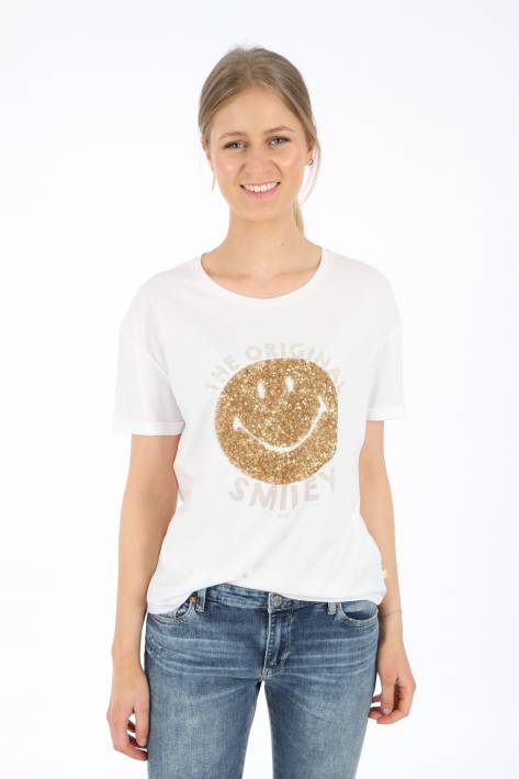 Oui Capsule T-Shirt Smiley - white/gold