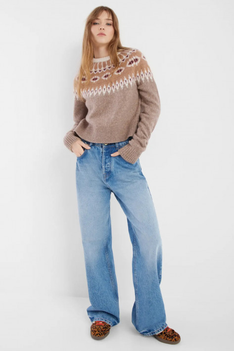 Sosue Norweger Pullover - beige/burgunday