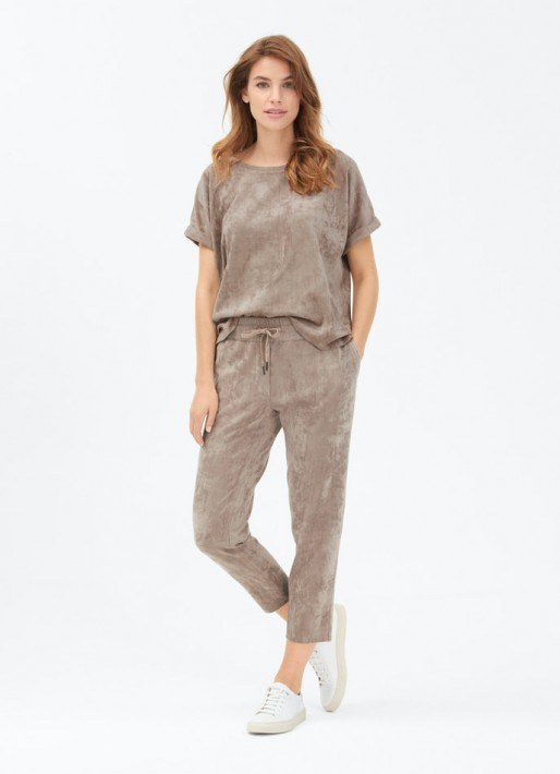 Juvia Faux Suede Trousers with Slits - seal