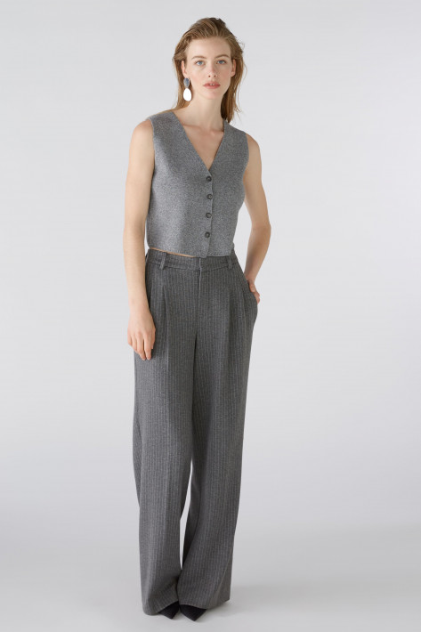 Oui Nadelstreifen-Hose - grey/white