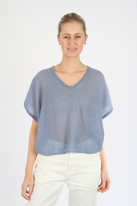 FFC Fashion Cashmere-Seide V-Pulli s/sl - dove/blue
