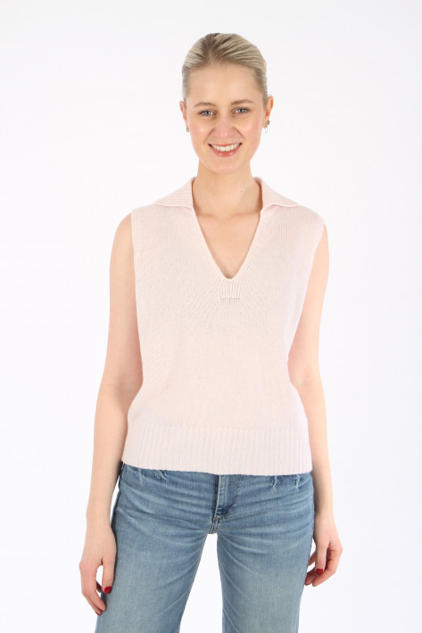 Allude Cahmere-Poloneck-Sweater - light rose