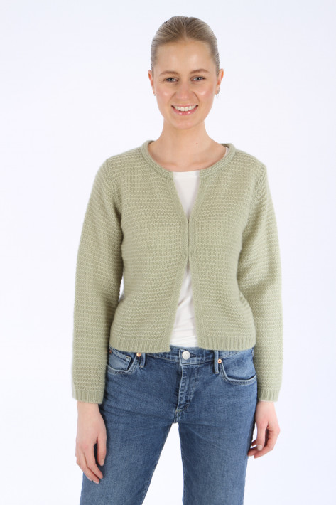 Hemisphere Cashmere-Cardigan R-Neck - green banana