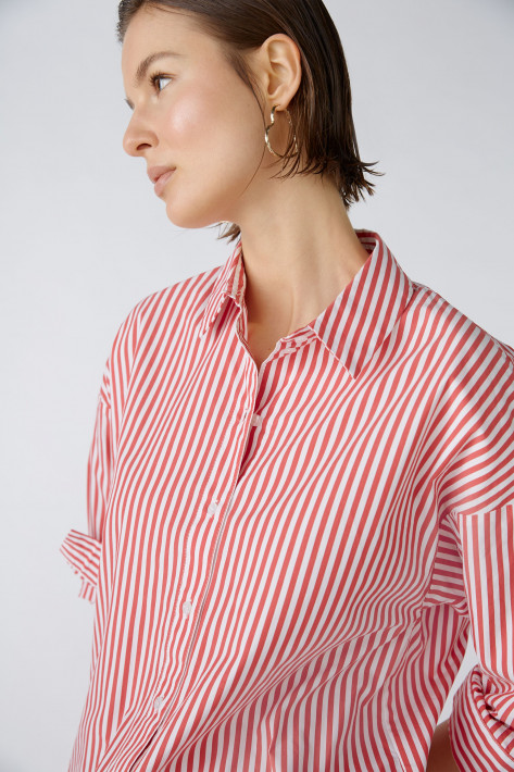 Oui Longbluse Stripe - red/white