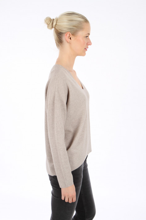 Oui V-Pullover - cool taupe